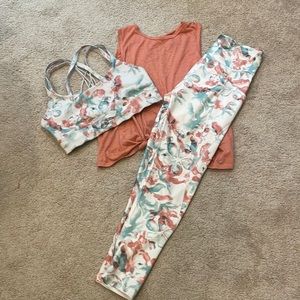 Workout tank, sports bra, and pants